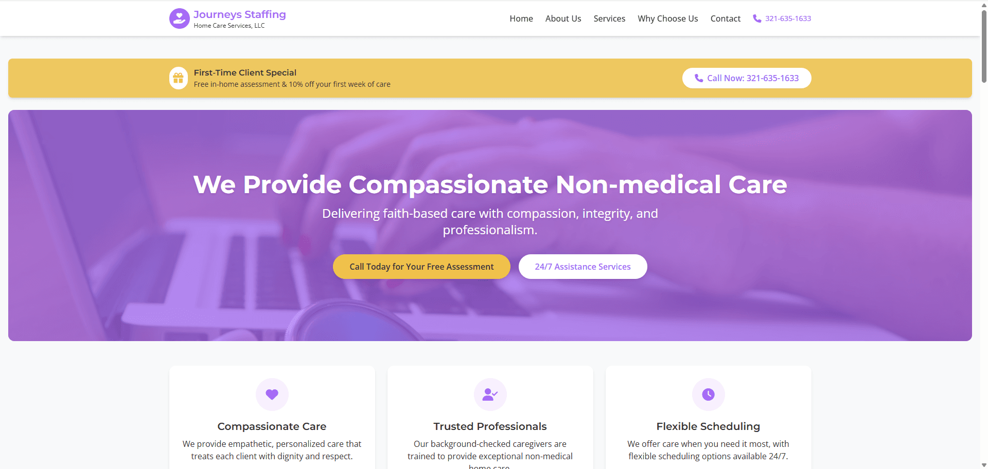 Journeys Staffing Home Care - Website Screenshot